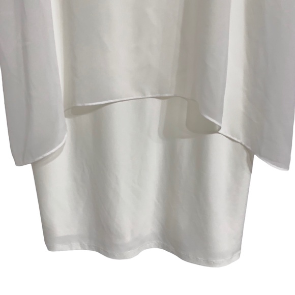 LAUNDRY BY SHELLI SEGAL WHITE HALTER CHIFFON DRESS WITH GOLD CHAIN NECKLINE - Picture 9 of 15